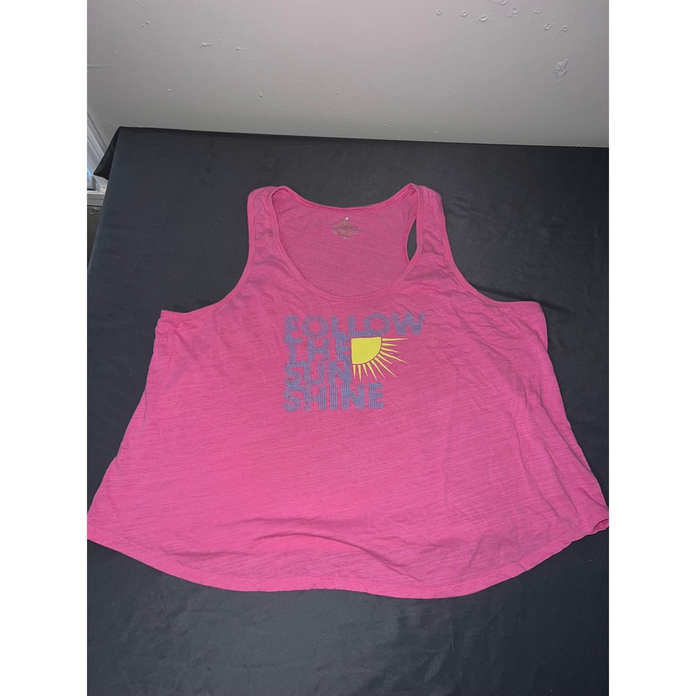 Secret Treasures Tank Top Womens 3X Pink Excellent Follow The Sunshine Graphic - Picture 1 of 5